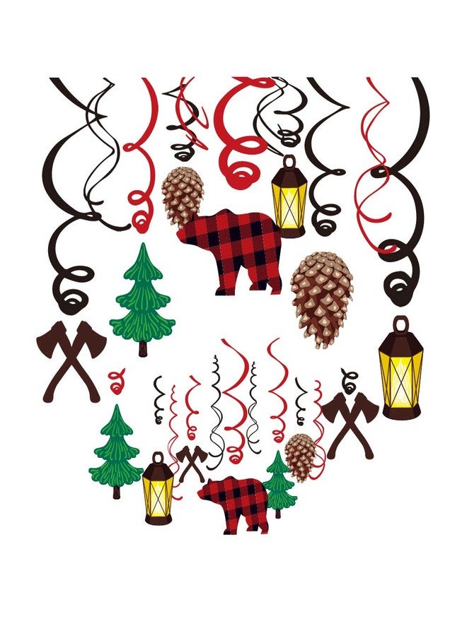 CC HOME 30Pack Lumberjack Bear Hanging Swirls Pine Nut Tree Axe Streamer Birthday Party Decorations Lumberjack Themed Party Favors for Holiday Baby Shower Home Decoration - Image 1